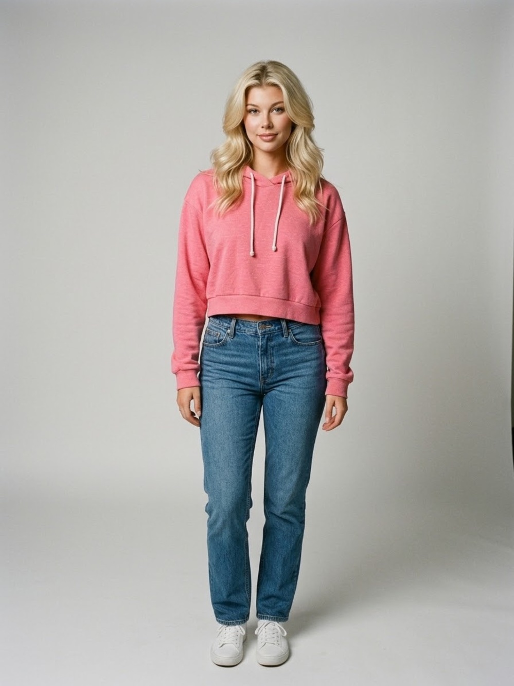Divided Cropped Hoodie in Rose Pink